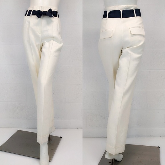 Vtg Charles Nolan Linen Paperbag Flare Pant 4 S - Picture 4 of 6